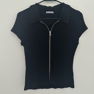 Reformation Black Zip Up Top